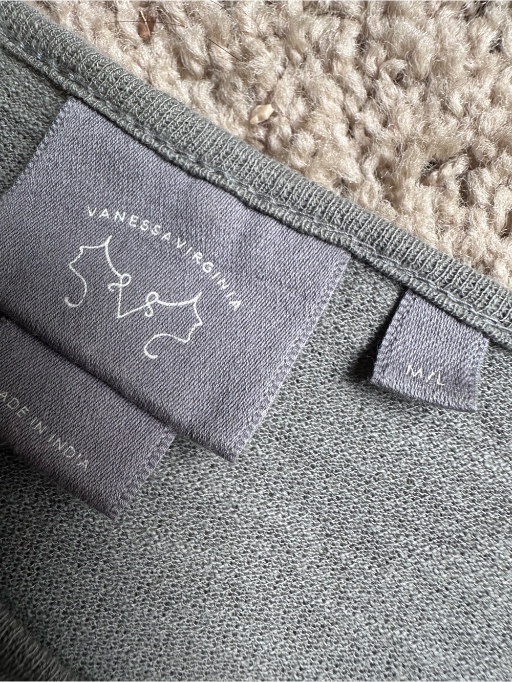 Anthropologie Embellished Olive Green Flutter-Sleeve Top - Picture 6 of 8